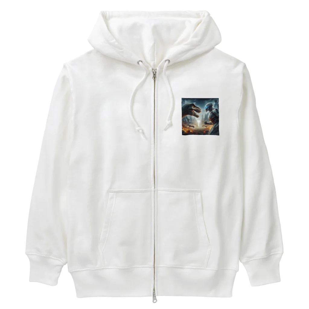 みんとの恐竜vsロボット Heavyweight Zip Hoodie