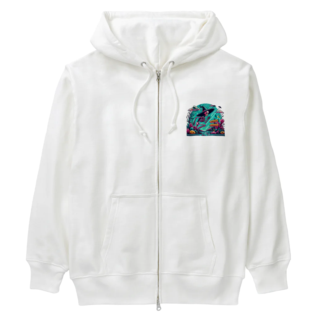 かるるんショップの骸骨紳士シリーズ　雨ニモマケズ、風ニモマケズ Heavyweight Zip Hoodie