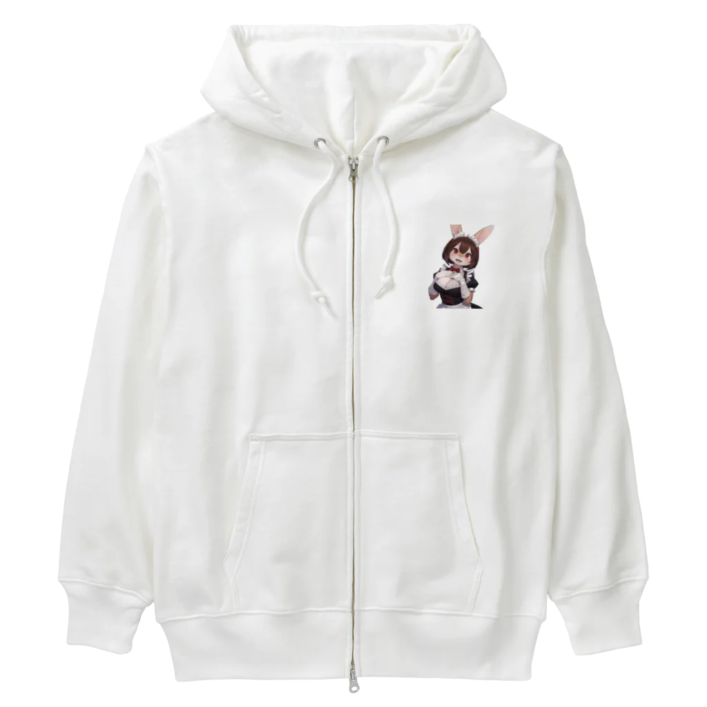 もけもけモンモンのウサギの女の子　メイド　ケモナー　ネザーランドドワーフ Heavyweight Zip Hoodie