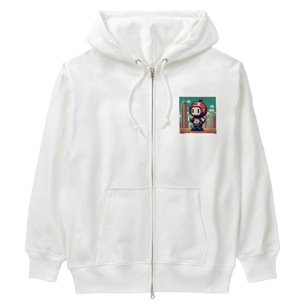 レトロゲームイラストのドット絵キャラクター Heavyweight Zip Hoodie