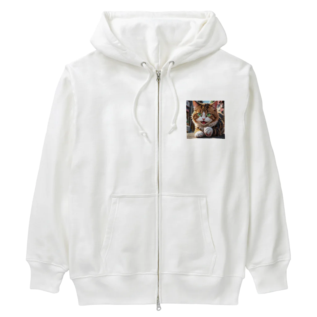 oz-chanの何かしようとしてる猫 Heavyweight Zip Hoodie