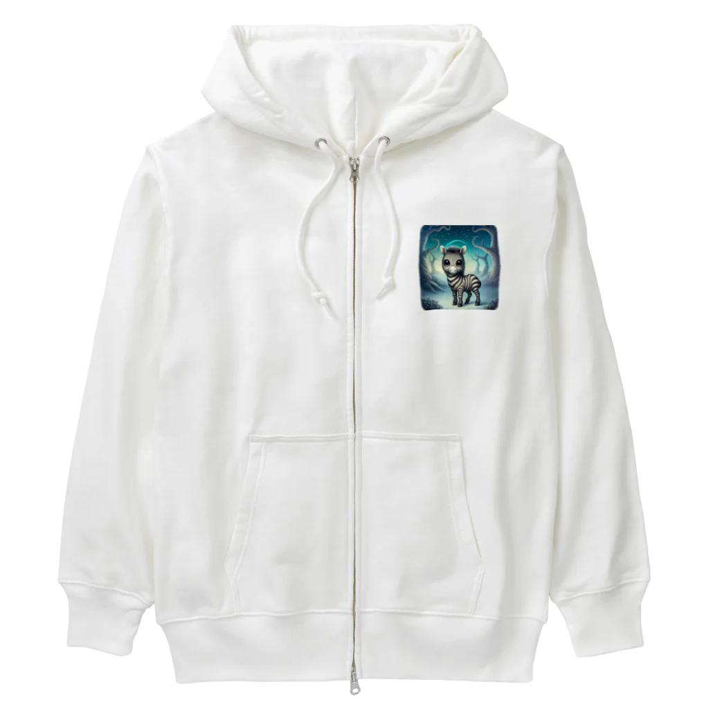 たんたん狸の不気味で可愛い森の不気味で可愛いシマウマ001 Heavyweight Zip Hoodie