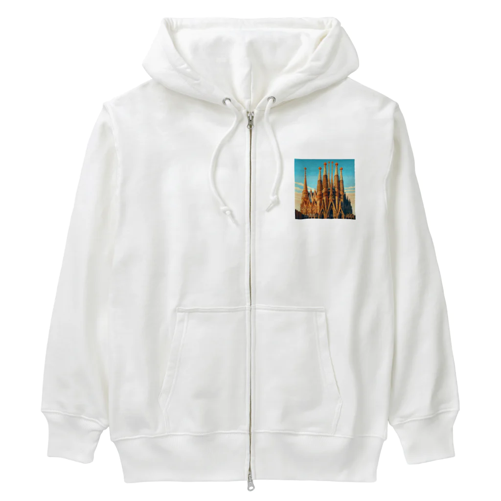 Pixel Art Goodsのサクラダファミリア（pixel art） Heavyweight Zip Hoodie