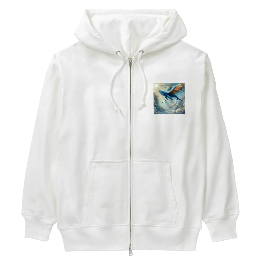 mimin's ショップの空飛ぶくじら Heavyweight Zip Hoodie