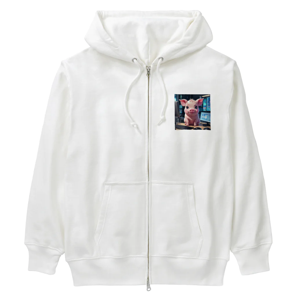 MTHのデータを分析するミニブタ Heavyweight Zip Hoodie