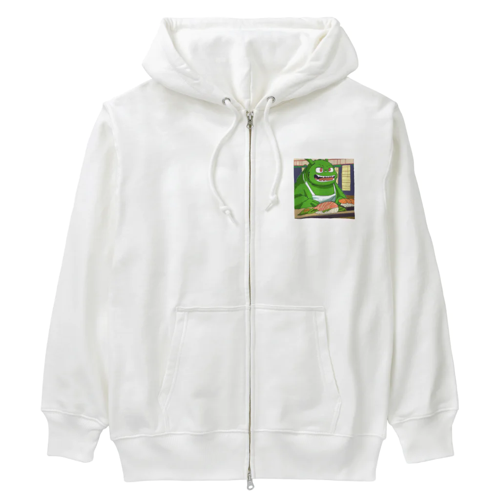 Kyun_uranaiの寿司職人を目指す緑の妖怪 Heavyweight Zip Hoodie