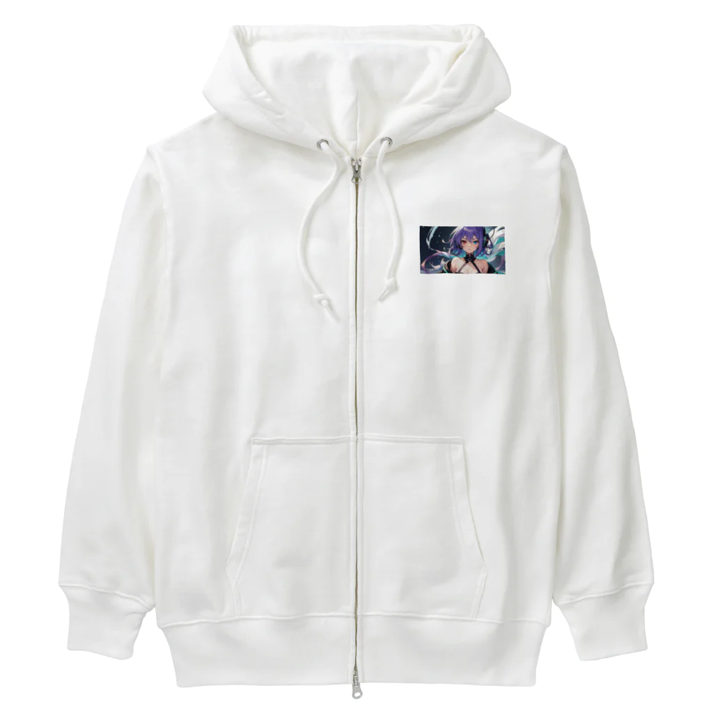 pukurou2096の紫髪のオッドアイ美少女 Heavyweight Zip Hoodie