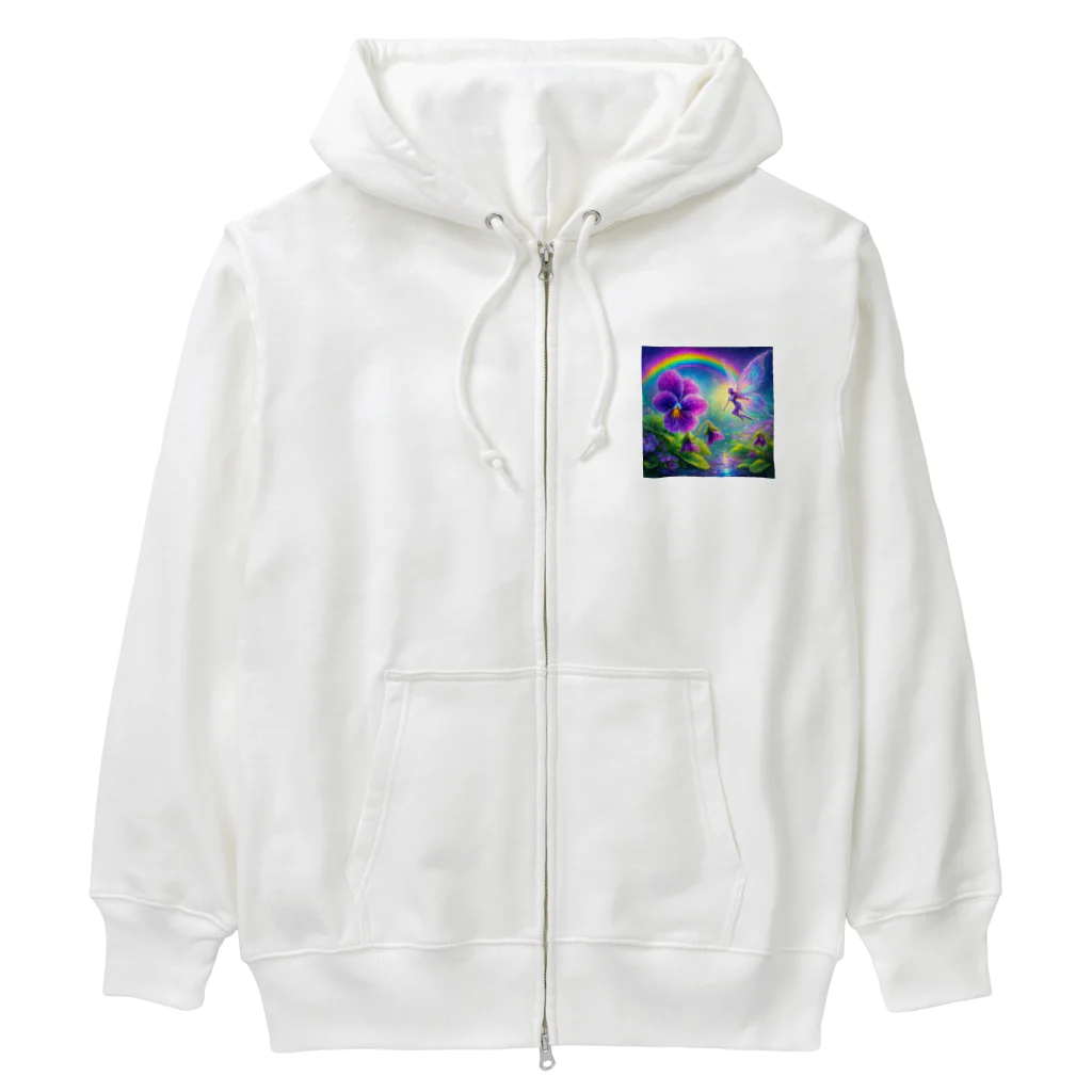 かるるんショップのアヤメと虹と妖精と Heavyweight Zip Hoodie