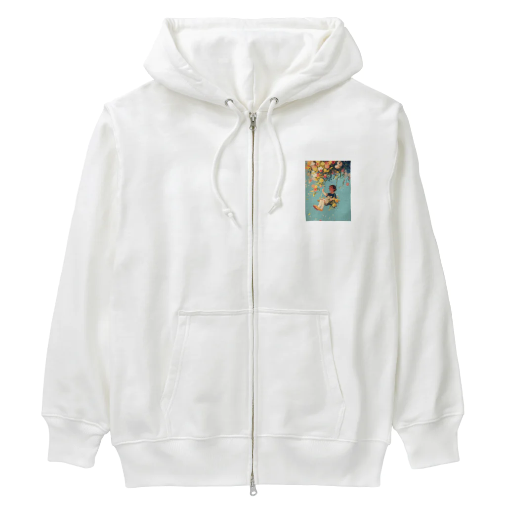 AQUAMETAVERSEの花ブランコに揺られ喜ぶ女の子　ラフルール　1859 Heavyweight Zip Hoodie