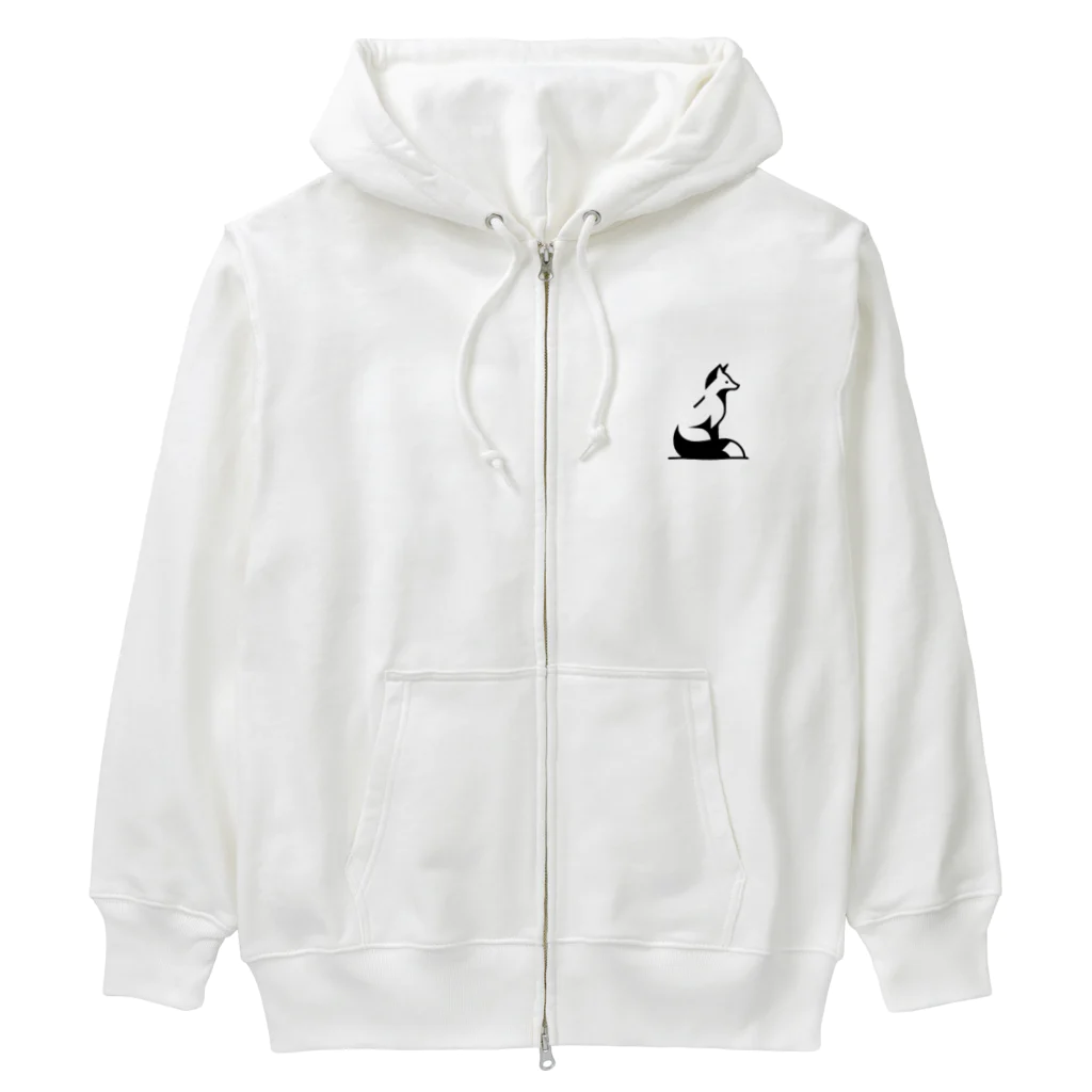 ととのいカエルのモノクロキツネくん Heavyweight Zip Hoodie