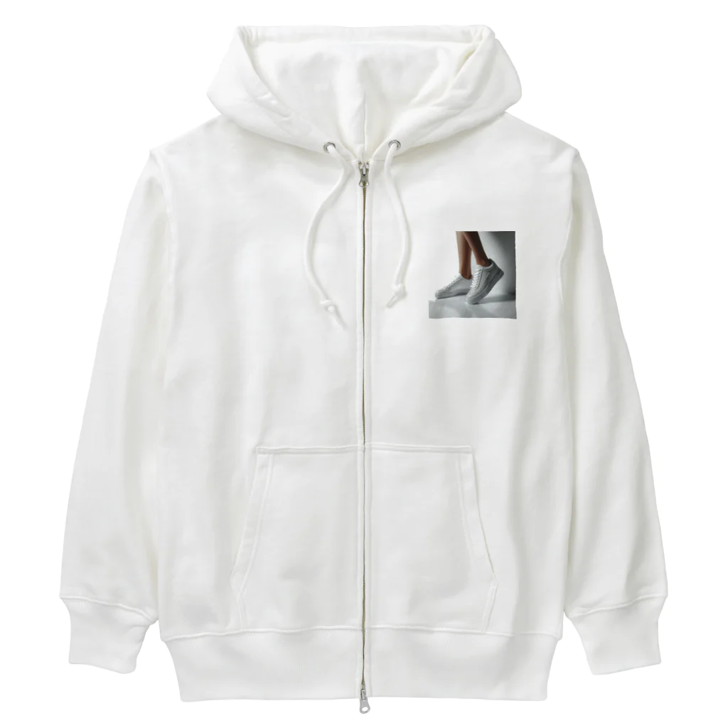 アミュペンの白いスニーカー Heavyweight Zip Hoodie