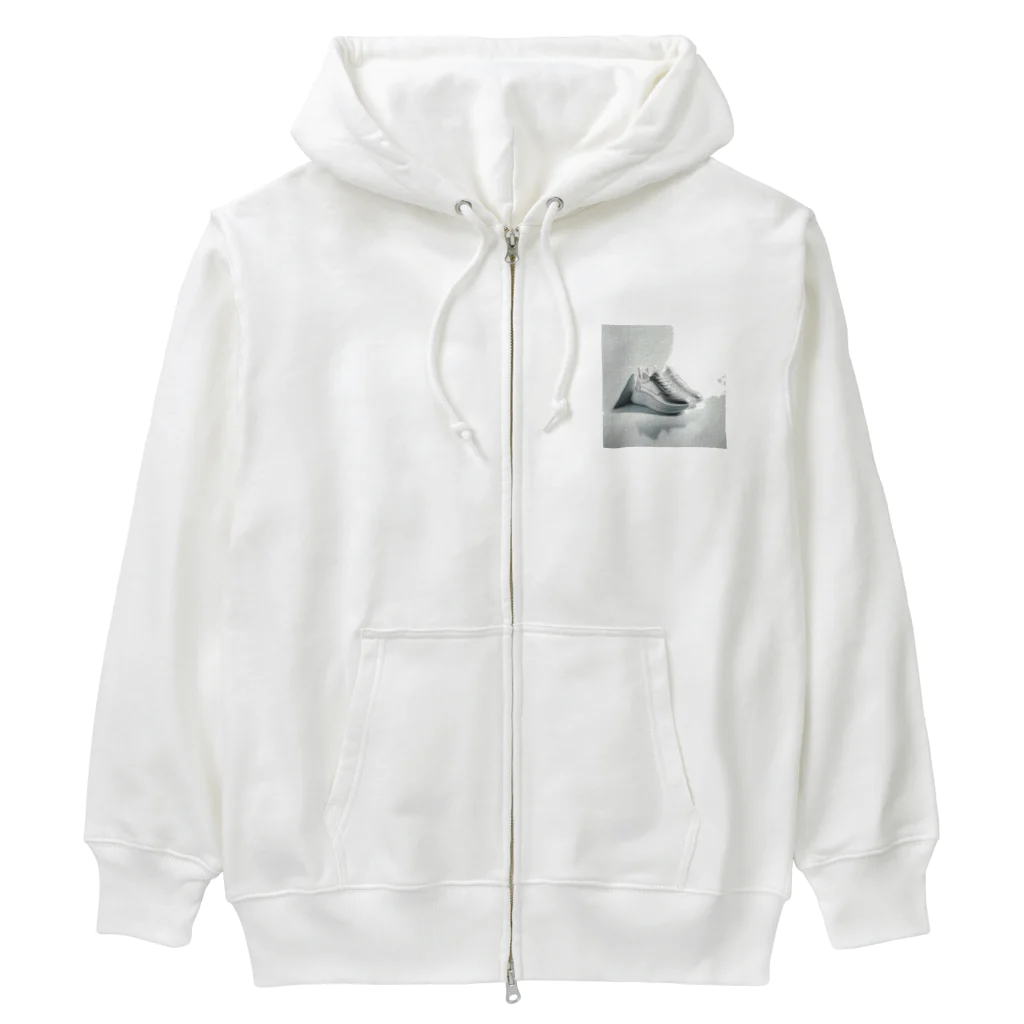 アミュペンの清潔感あふれる白いスニーカー Heavyweight Zip Hoodie