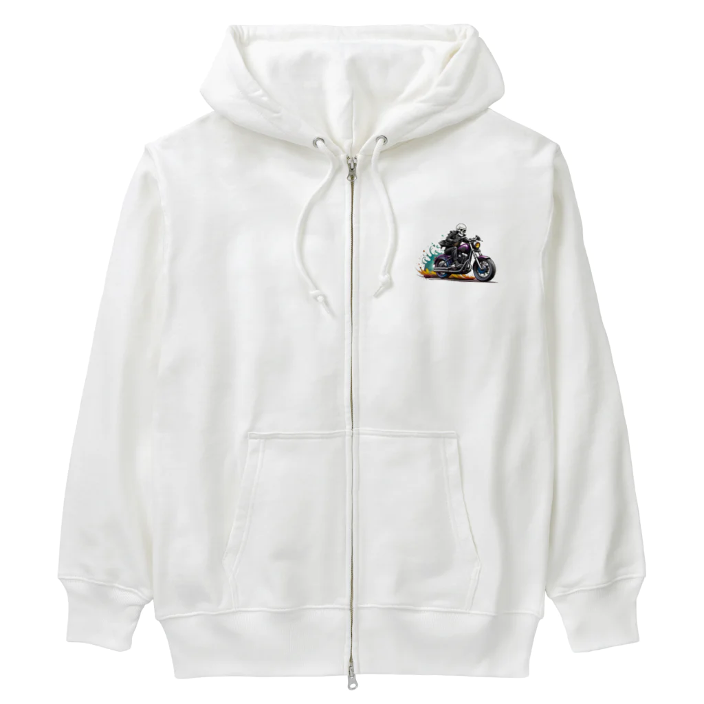 shime_savaのベタなスカルライダー Heavyweight Zip Hoodie