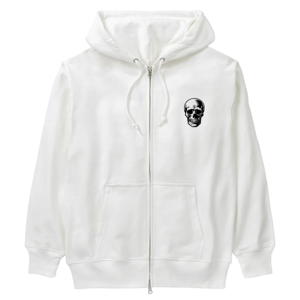 髑髏と骨のシンプルスカル Heavyweight Zip Hoodie