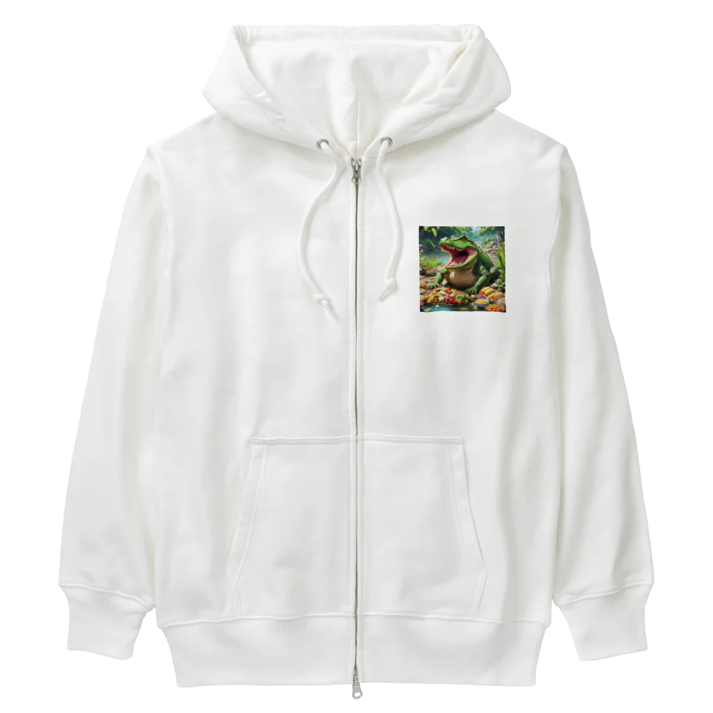 さぷの食べてるワニ Heavyweight Zip Hoodie