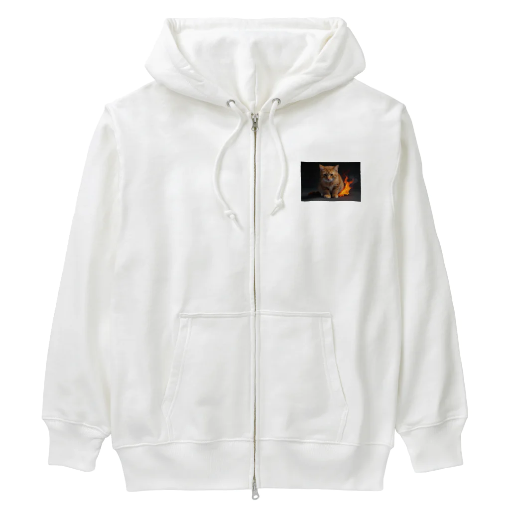 AItamの炎の守護者「炎タイプの猫」 Heavyweight Zip Hoodie