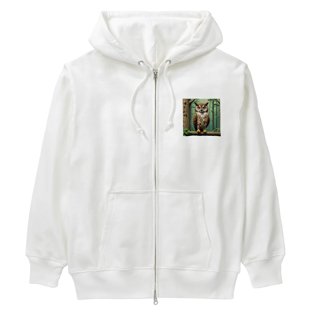 パグハグの魅力溢れる幸福のフクロウ Heavyweight Zip Hoodie