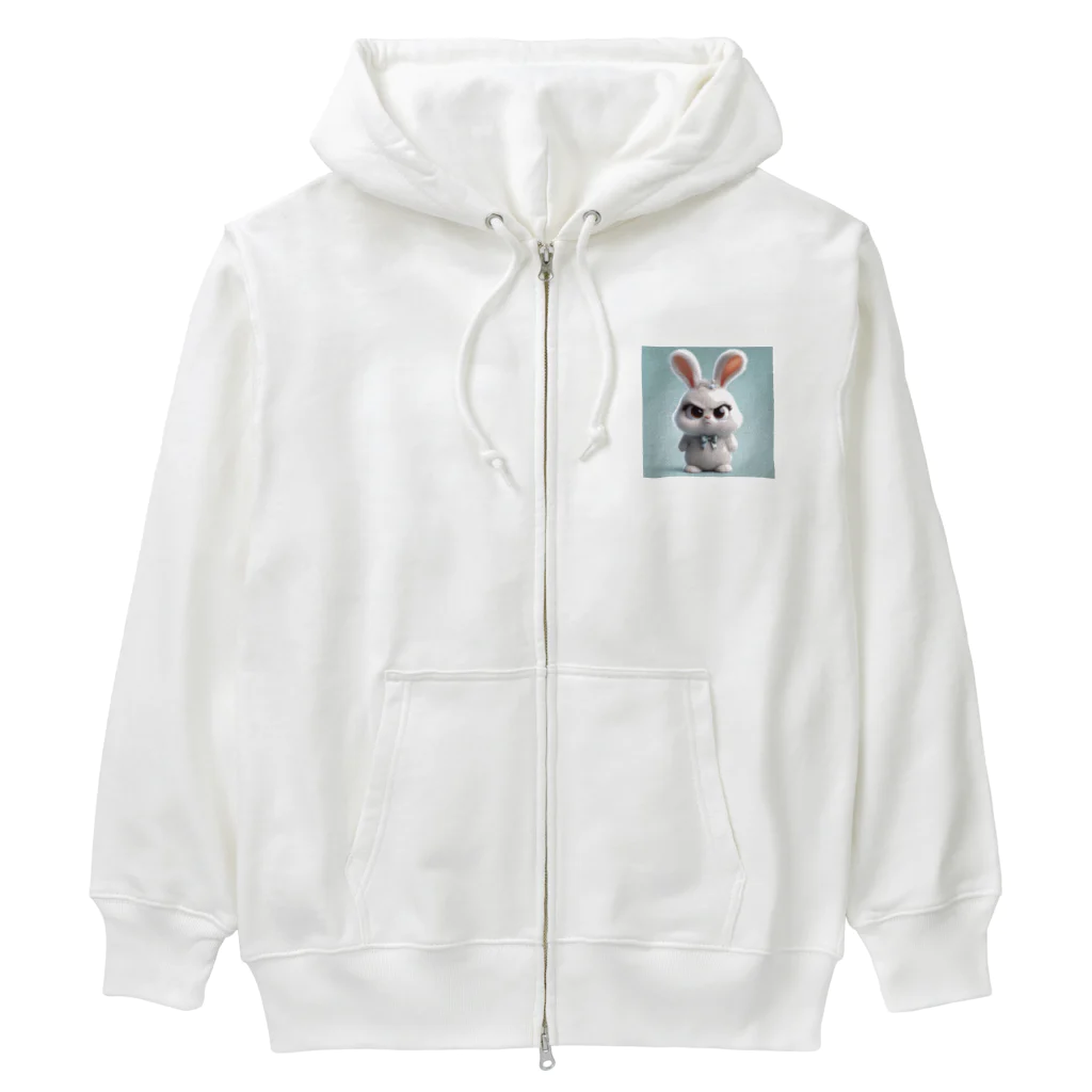 amaneiro___の怒っているふわふわうさぎ Heavyweight Zip Hoodie