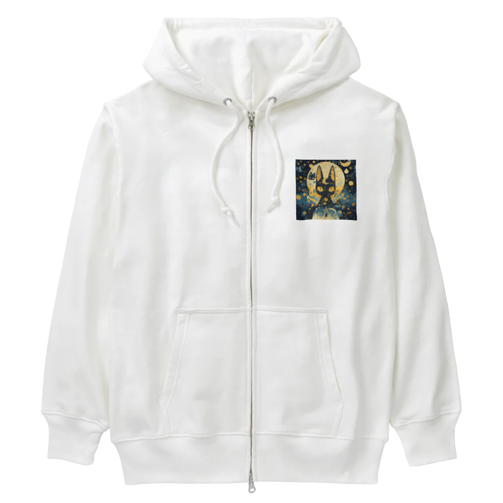 MIMIのあにまる王国の黒猫のルナは考える Heavyweight Zip Hoodie