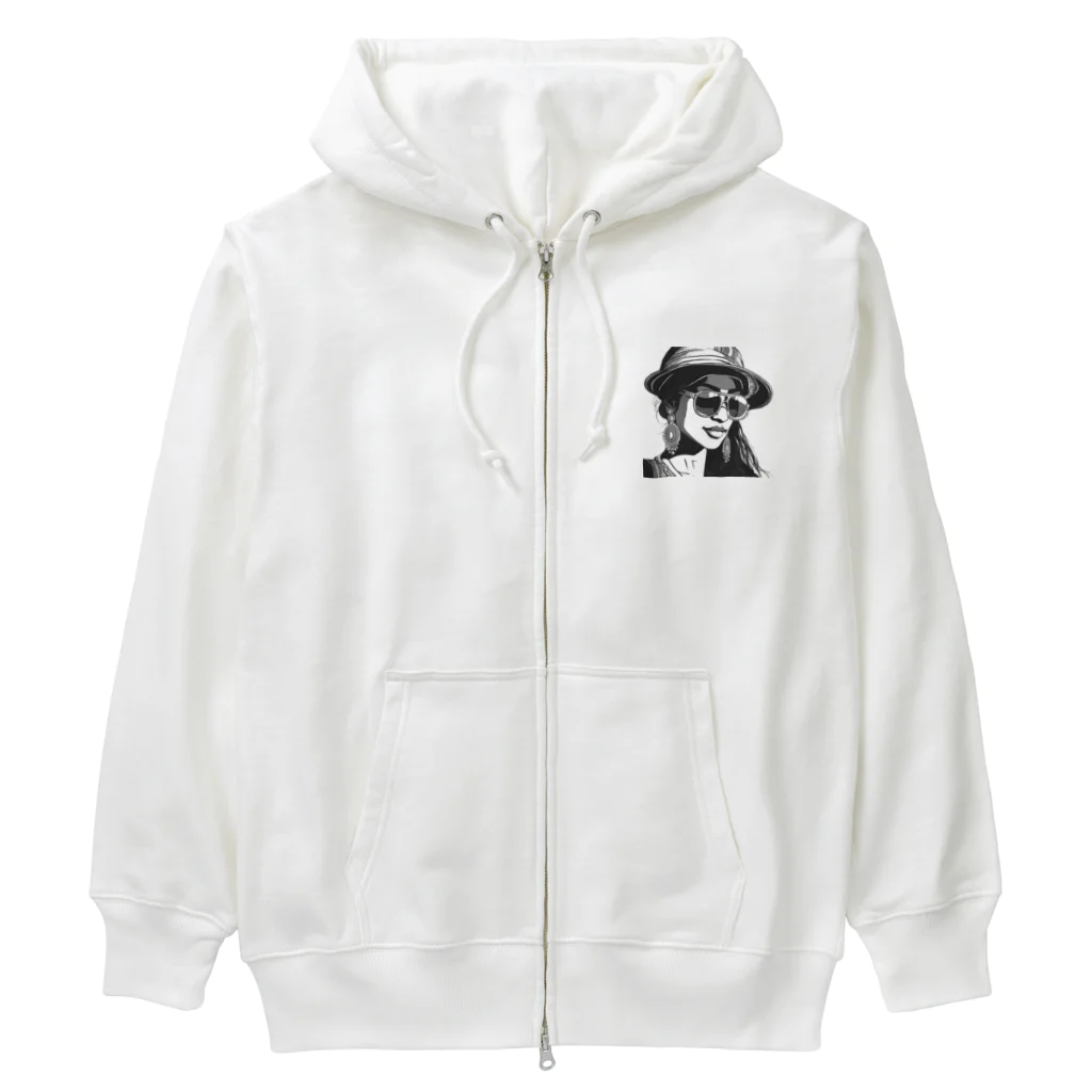 tatsuya05のサングラスガール Heavyweight Zip Hoodie