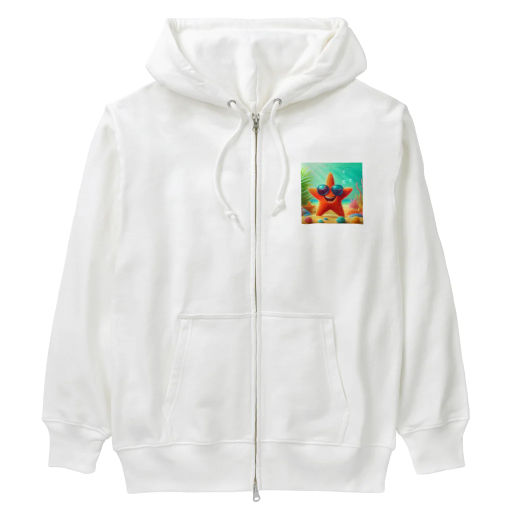 KIglassesのサングラスをかけたハッピーなヒトデ - 海の陽気な仲間！ Heavyweight Zip Hoodie