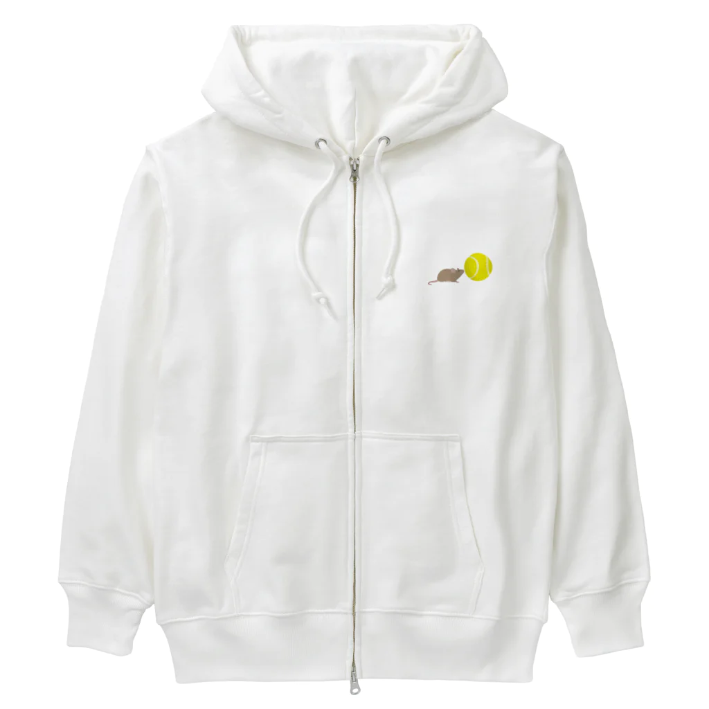 柴犬とテニスのネズミとテニスボール Heavyweight Zip Hoodie