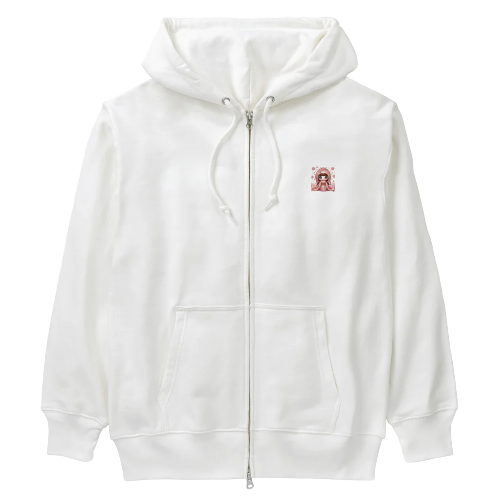 ぷぷオレンジのキラキラ花ミックスこけしちゃん Heavyweight Zip Hoodie