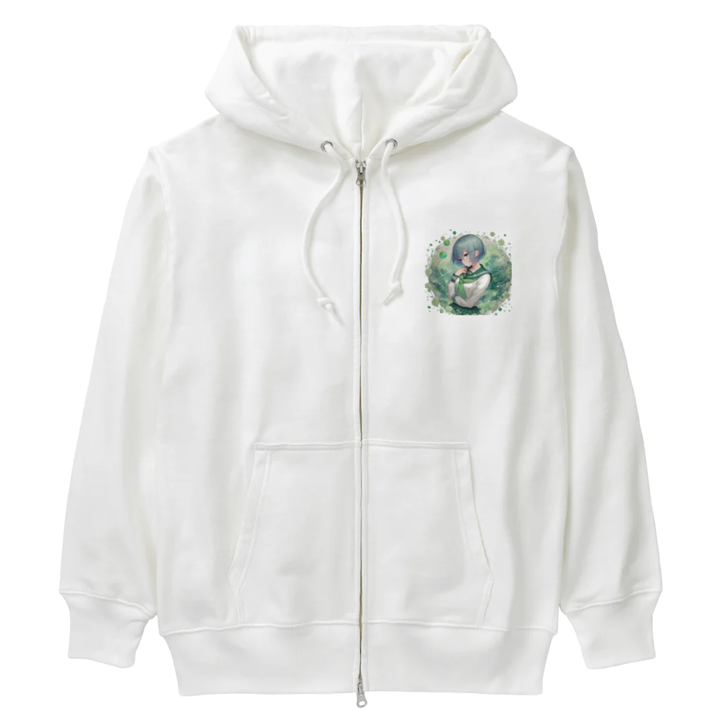 ゆめのかすずめの翠と緑 Heavyweight Zip Hoodie