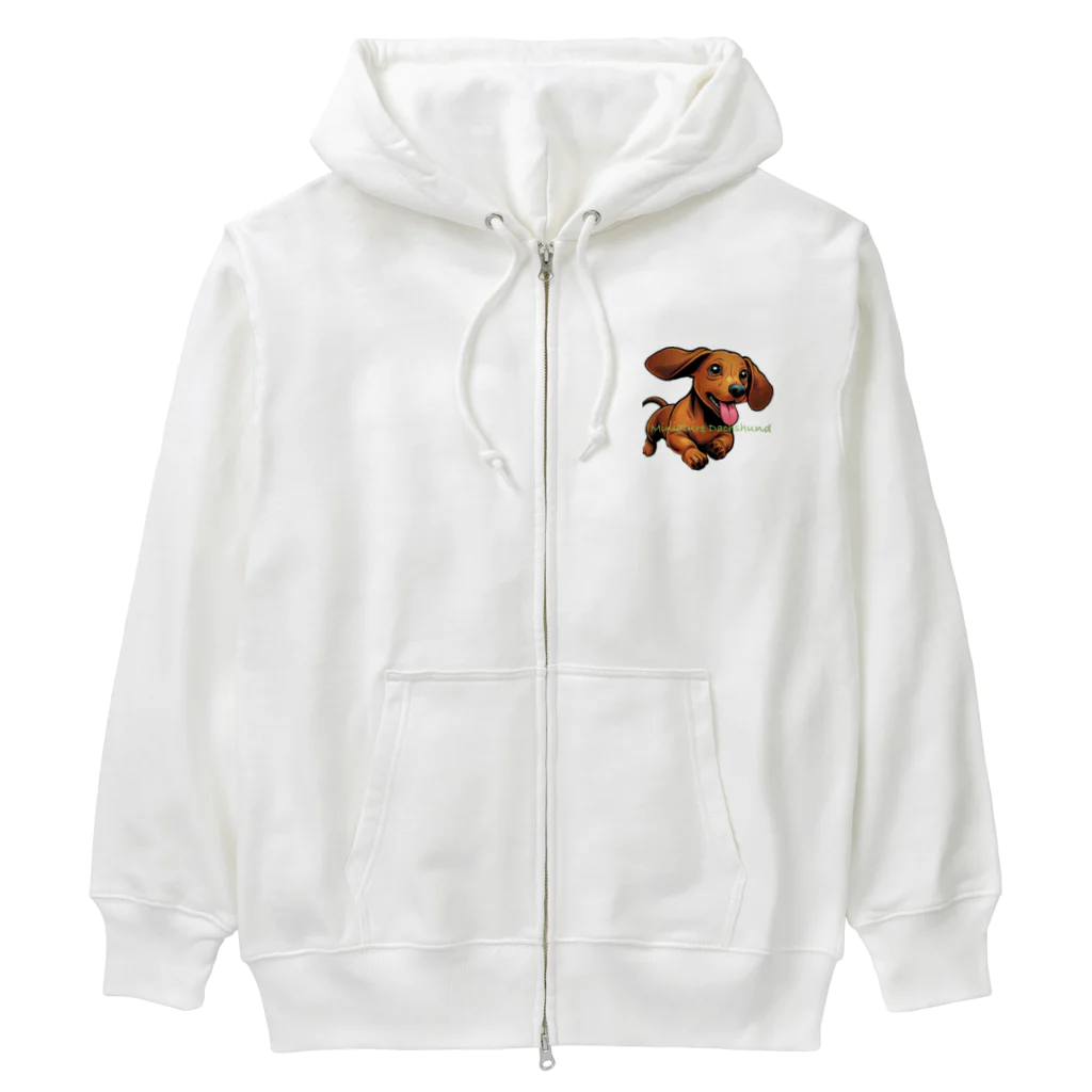 G線上のシュナウザーのミニチュアダックス Heavyweight Zip Hoodie