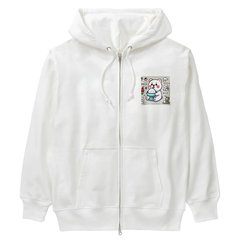 kunelezuraのアイスクリームを楽しむクマ - 夏の楽しさを表現したアニマルアート Heavyweight Zip Hoodie