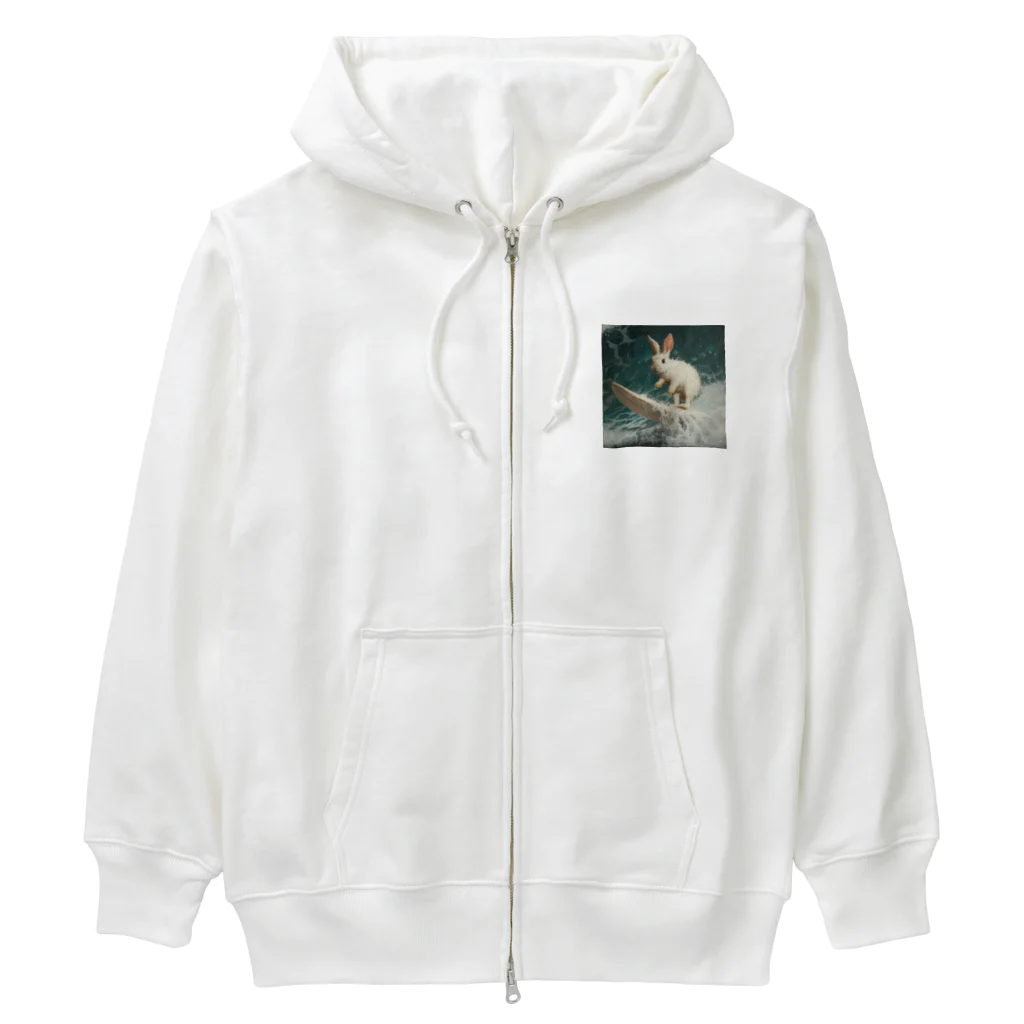 AQUAMETAVERSEのサーフィンをするウサギ Heavyweight Zip Hoodie