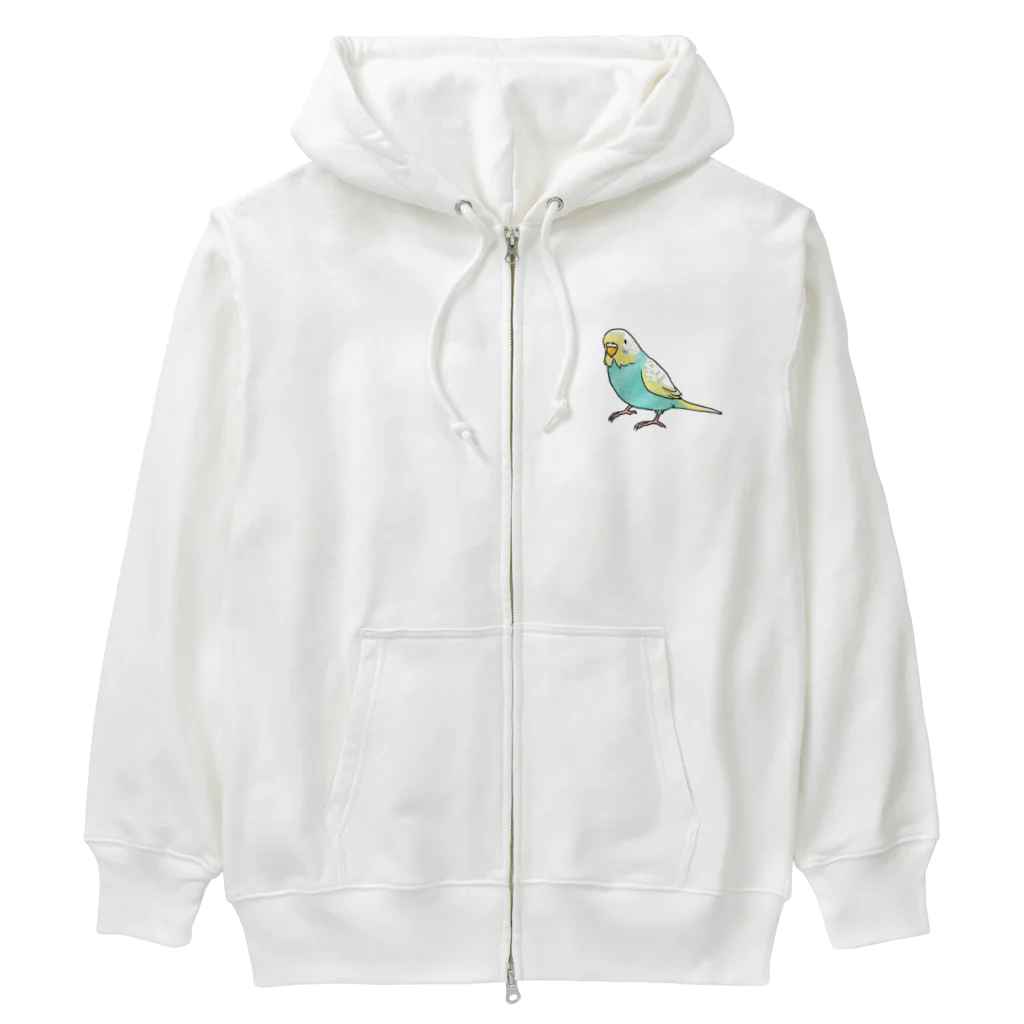 まめるりはことりのごきげんセキセイインコ【まめるりはことり】 Heavyweight Zip Hoodie