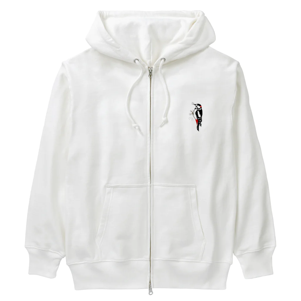 小鳥と映画館のキツツキ はりついた Heavyweight Zip Hoodie