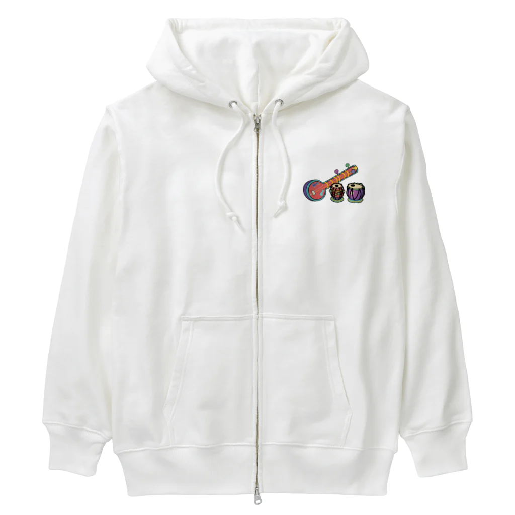 yamame1000ninのカラフルシタールタブラ Heavyweight Zip Hoodie