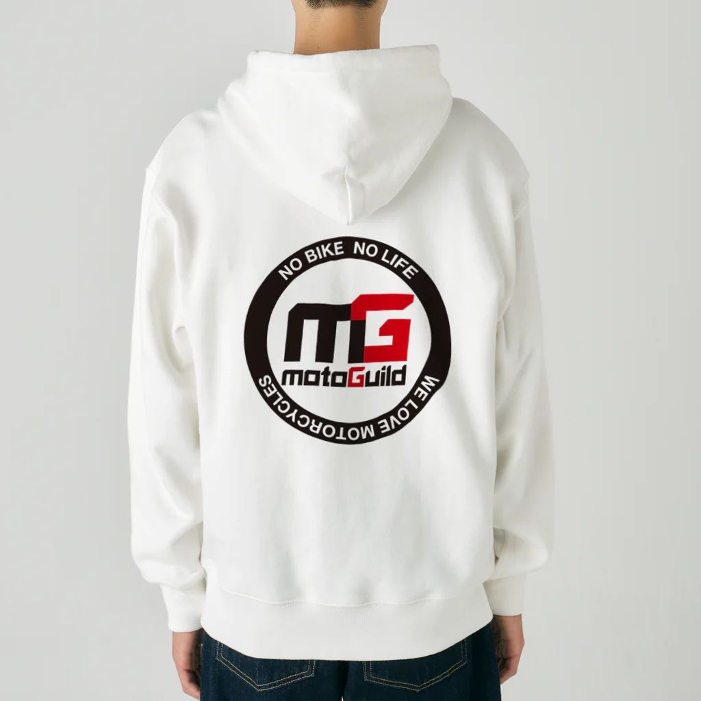 モトギルドのMGジップパーカー：ロゴ（ホワイト） Heavyweight Zip Hoodie