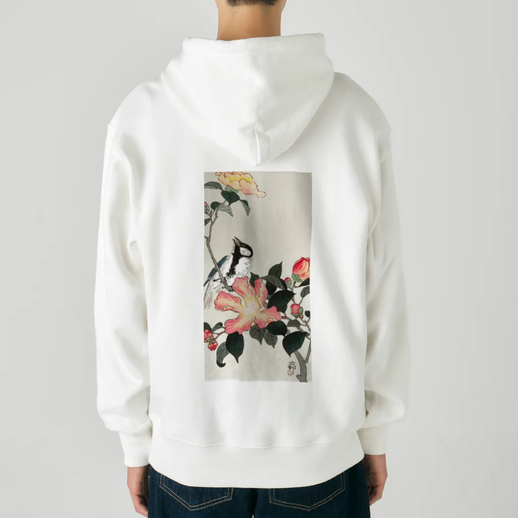 MUGEN ARTの小原古邨　椿に四十雀  Ohara Koson / Great tit on branch with pink flowers  Heavyweight Zip Hoodie