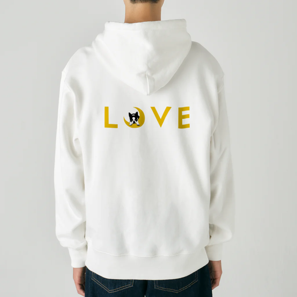 コチ(ボストンテリア)のバックプリント:ボストンテリア(月LOVE)[v2.8k] Heavyweight Zip Hoodie