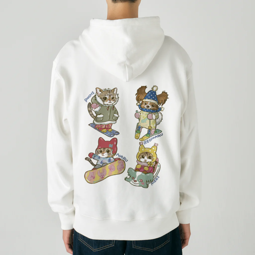 猫のきぬくんのお店のれおまるくん一家　雪山ツアー Heavyweight Zip Hoodie