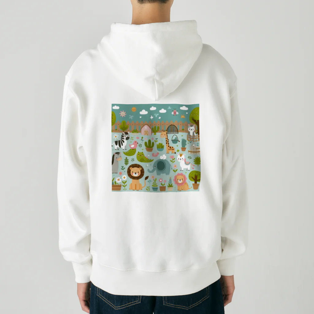 ニューライフマサラショップのワクワク動物園の愉快な仲間たち♪ Heavyweight Zip Hoodie