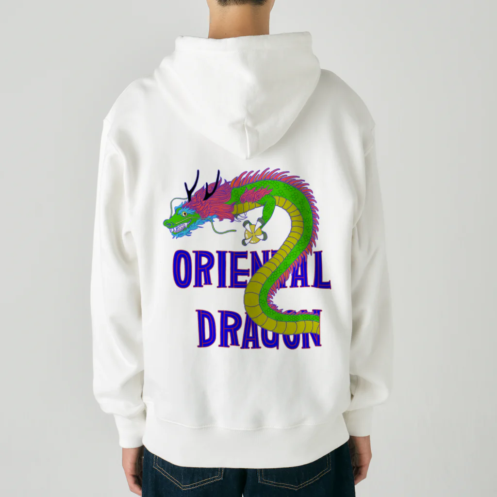 LalaHangeulのORIENTAL DRAGON（龍）英字 バックプリント Heavyweight Zip Hoodie