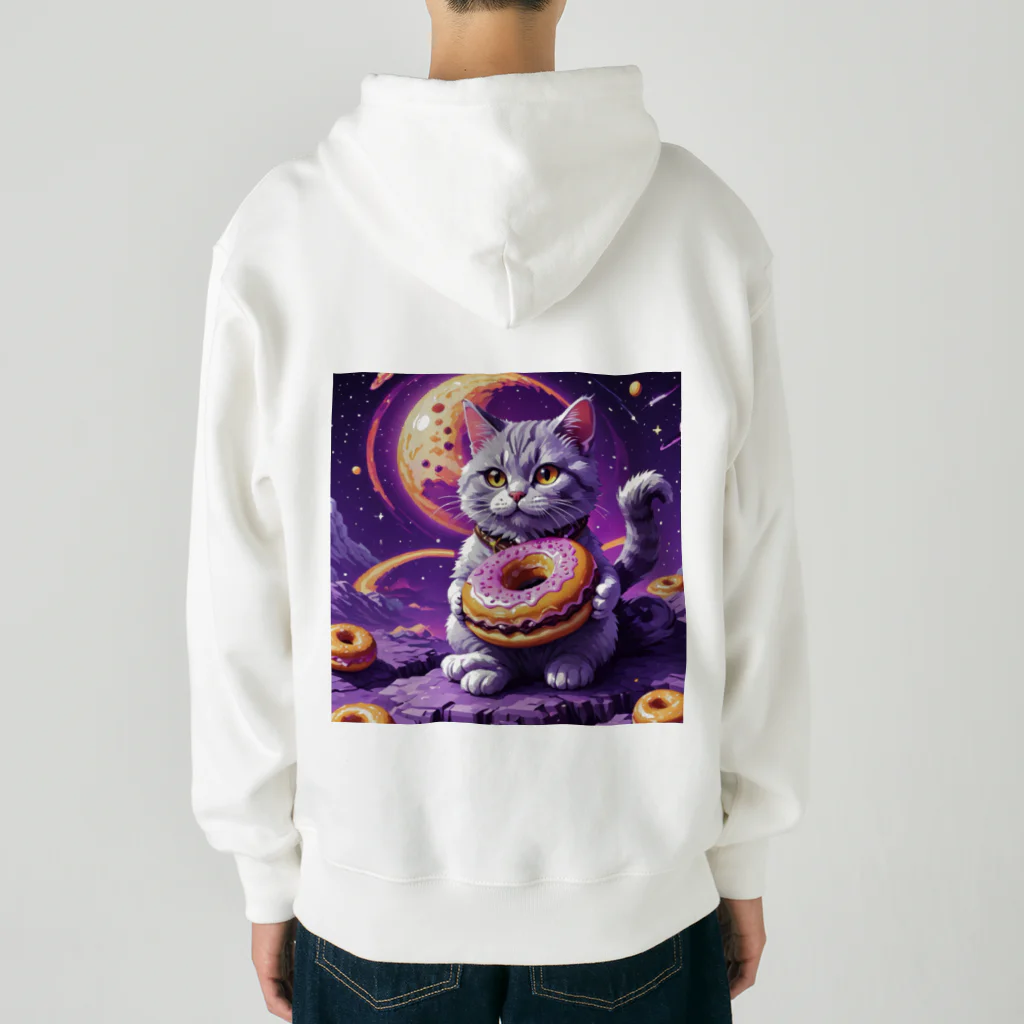 メロンパン猫の土星でドーナツ食べたい Heavyweight Zip Hoodie