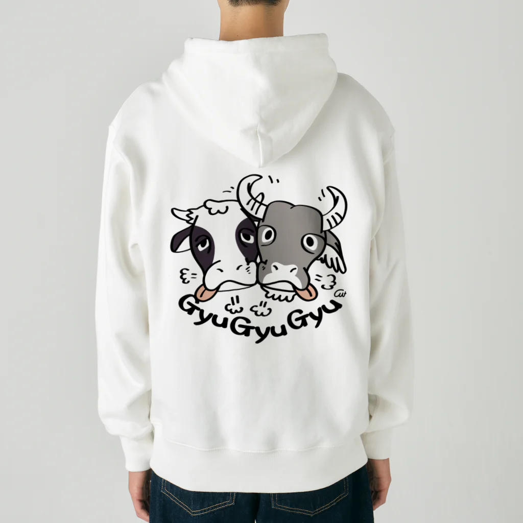 イラスト MONYAAT の牛のギュウギュウB Heavyweight Zip Hoodie