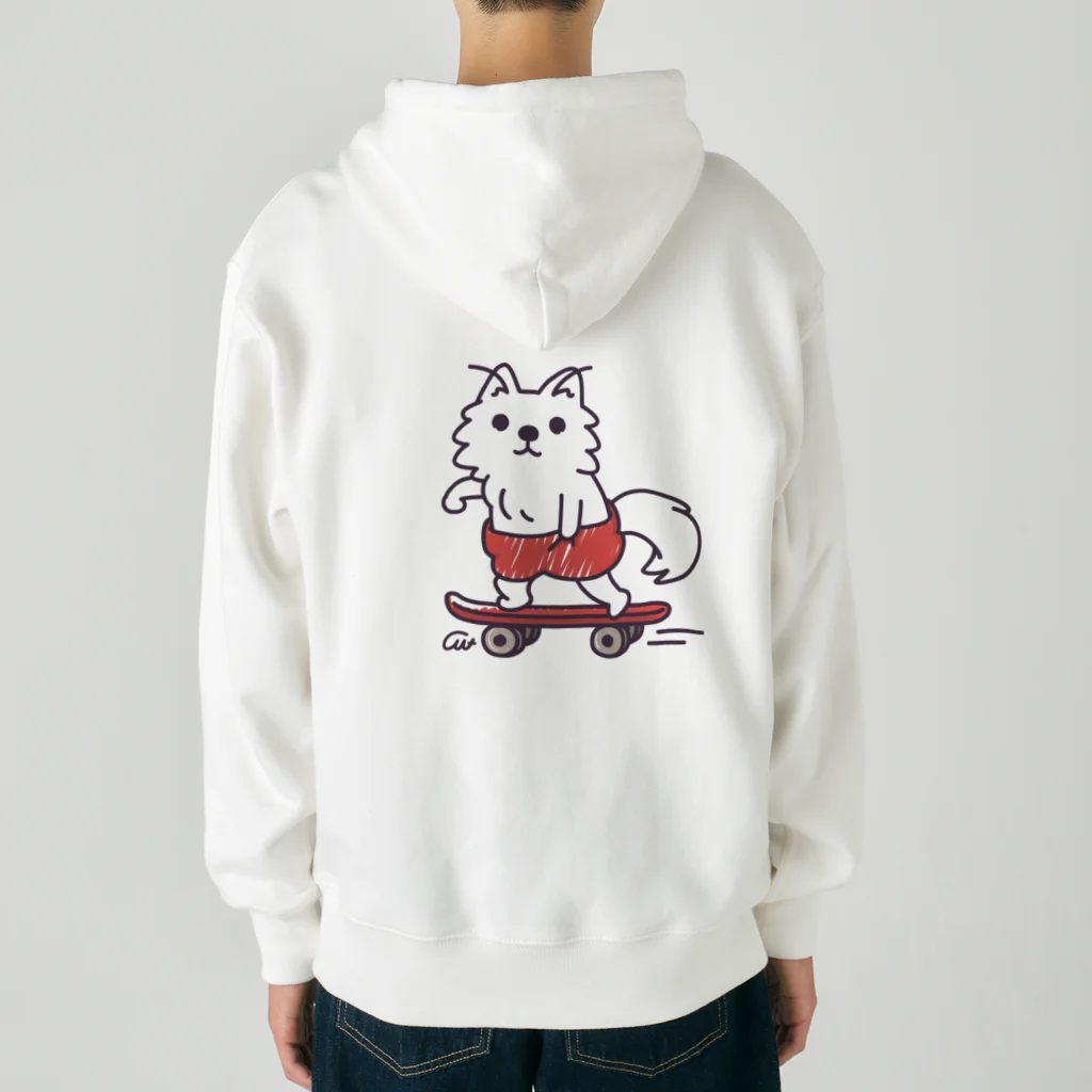 イラスト MONYAAT の赤ぱんポメラのスケボー Heavyweight Zip Hoodie