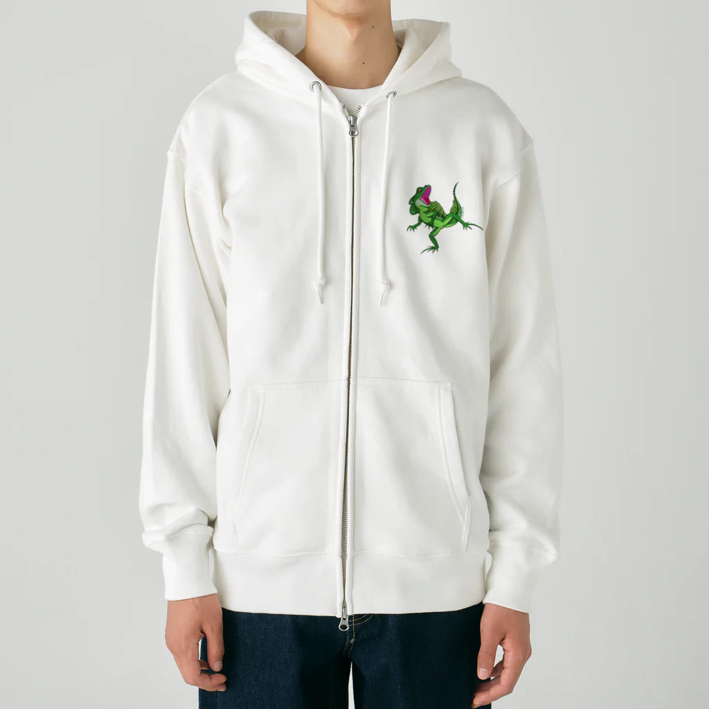 もむのふの爬虫類グッズやさんの水辺の忍者グリーンバシリスク Heavyweight Zip Hoodie