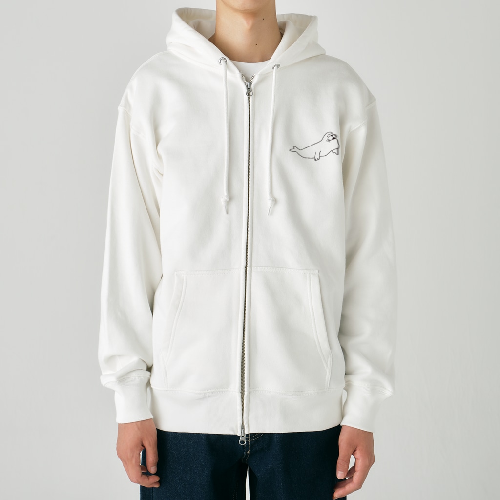 neconos Goodsのあざらしのひと（黒） Heavyweight Zip Hoodie