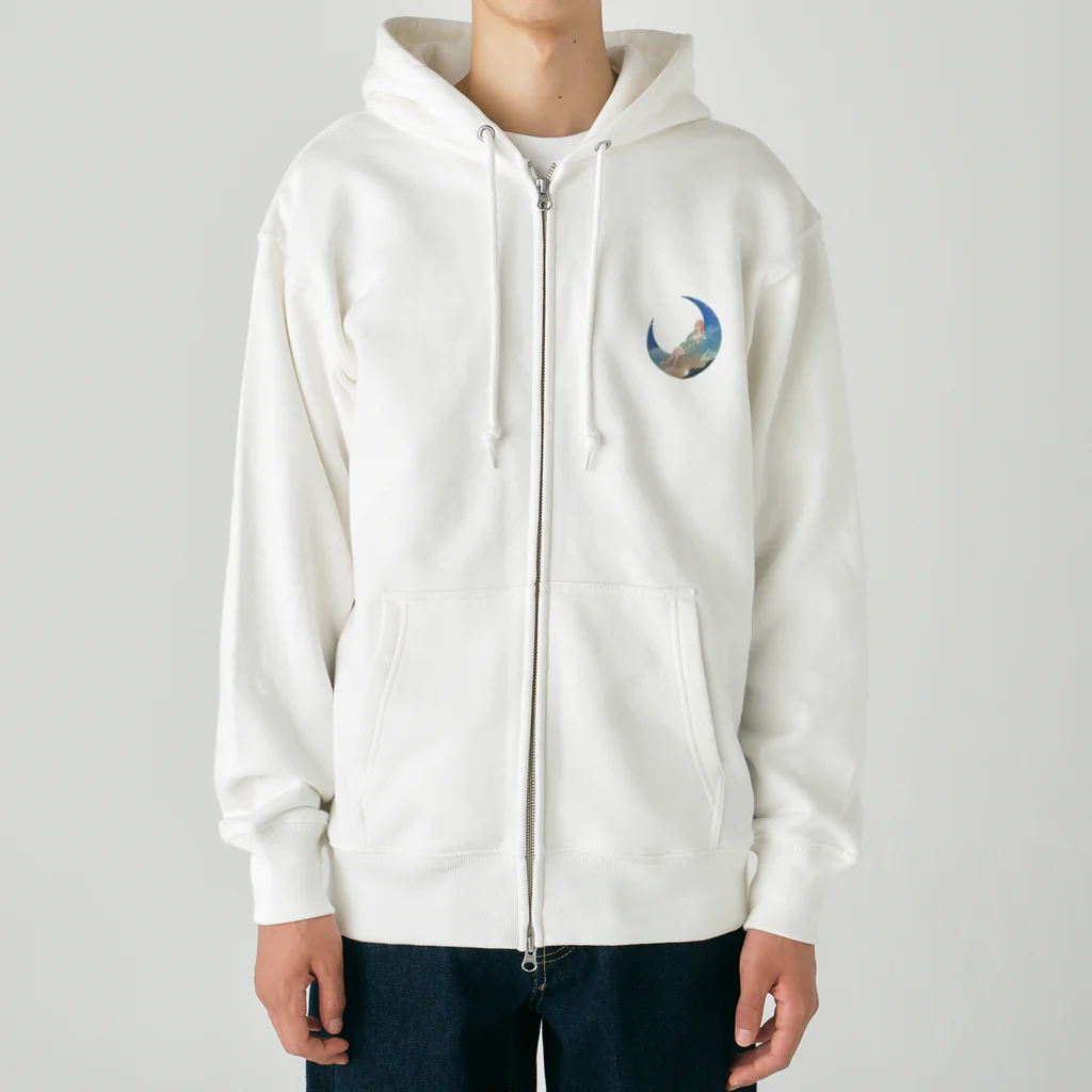 ちょこのウサギのぬいぐるみと眠る女の子 Heavyweight Zip Hoodie