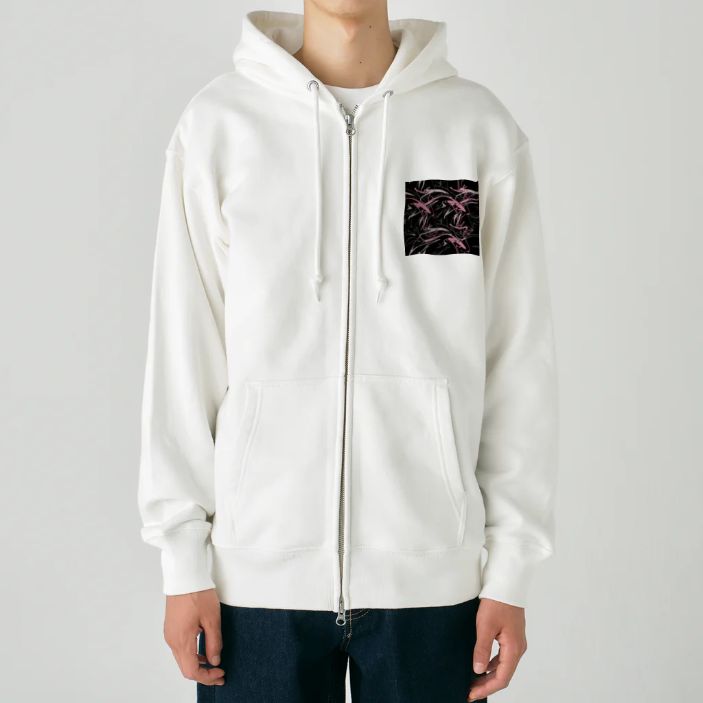 mateofiklanの水色のシームレスなデザイン ブラックとピンク Heavyweight Zip Hoodie