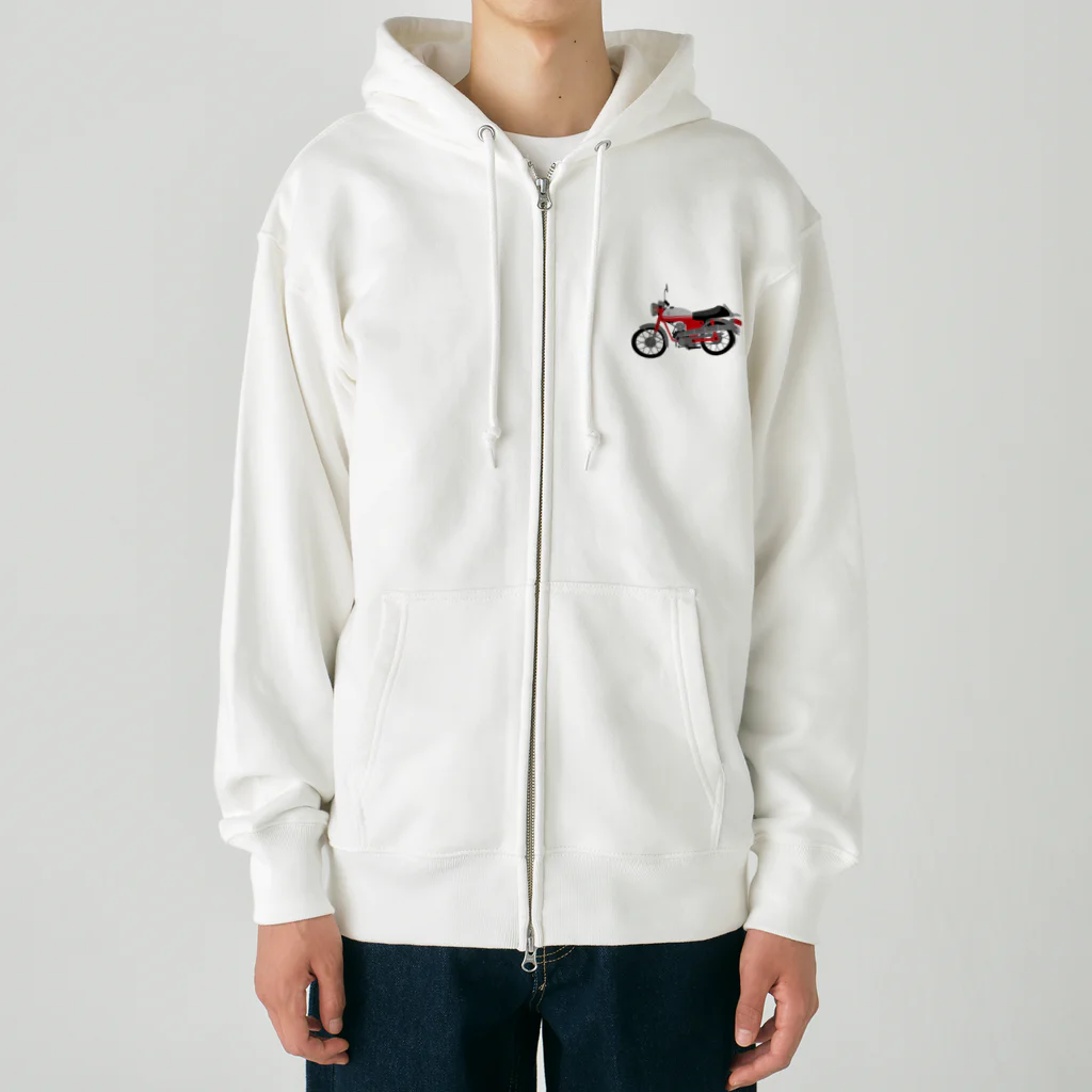 クロベナシの店のスクランブラー赤白バイク Heavyweight Zip Hoodie