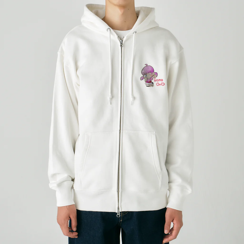 はりねずこのイラストのゲームオン！モモちゃん Heavyweight Zip Hoodie