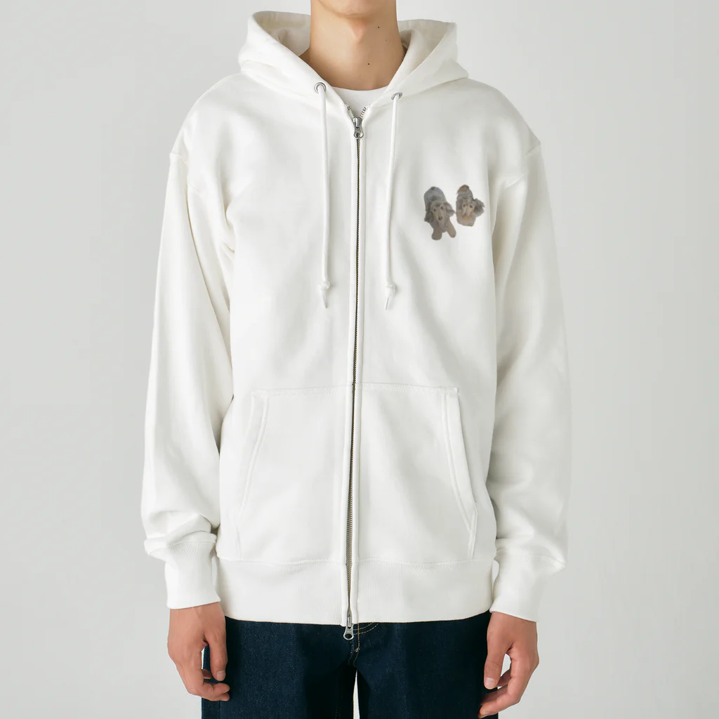 セピアカラフルのとてもかわいいダックス2匹 Heavyweight Zip Hoodie